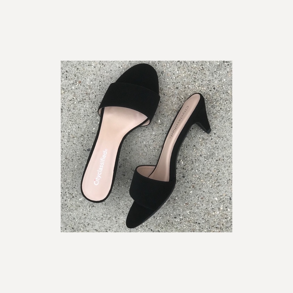 City Class KITTEN Black single strap Mule Heel - Picture 6 of 6